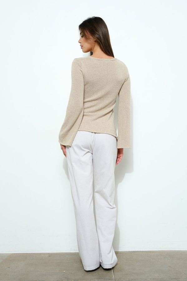 ISLA PEEKABOO KNIT TOP SAND